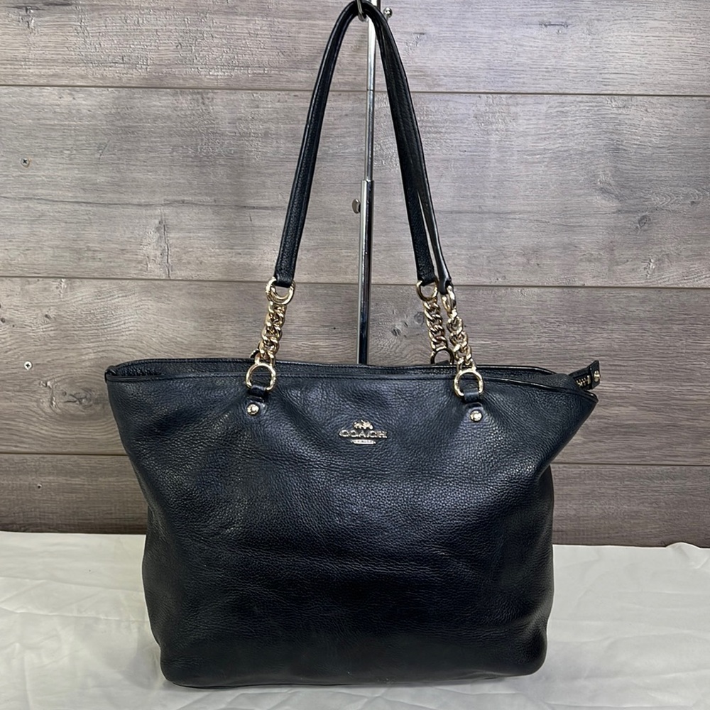 Coach Leather Pebble Sophia Black Tote Bag. Used condition! Faded.